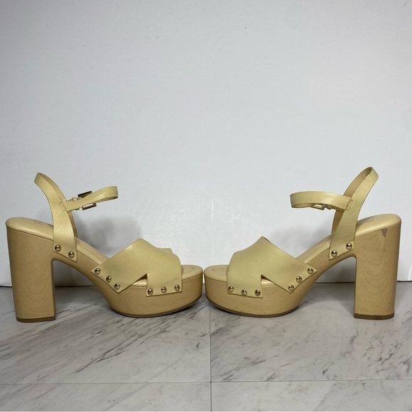 Franco Sarto Wally Yellow Leather Platform Heeled Sandal 9M - Picture 5 of 14
